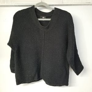 Chucky black metalic threads sweater XS oversized Pullover Knit crochet boxy